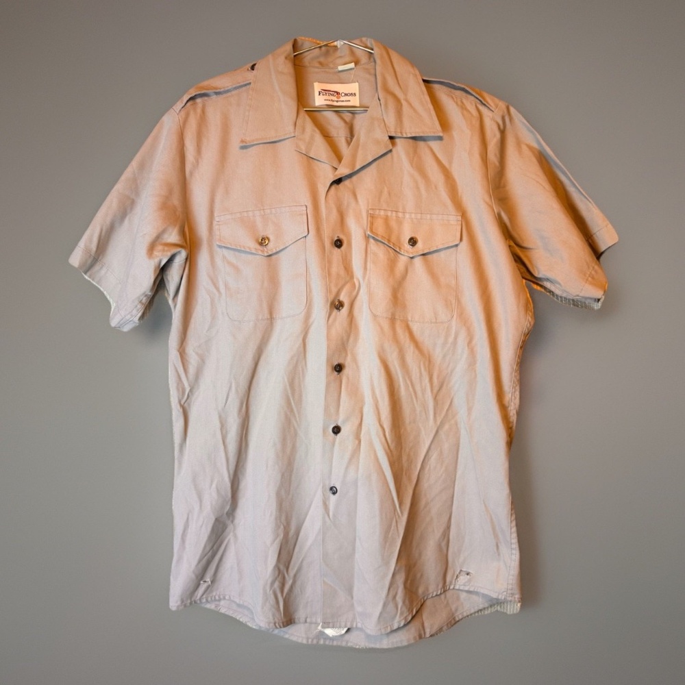 Flying Cross Button Up Short Sleeved Uniform Shirt With Epaulets 16.0
